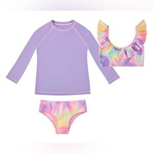 Toddler Girl’s 3 Piece Rashguard Swim Suit Set Size 2T